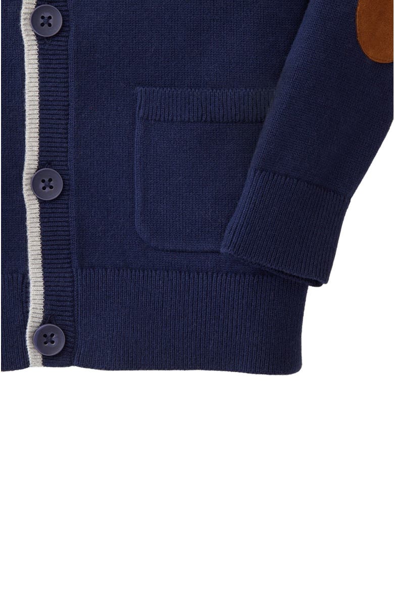 Hope & Henry Baby Boys' Organic Tipped Cardigan with Elbow Patches, Infant, Alternate, color, Navy