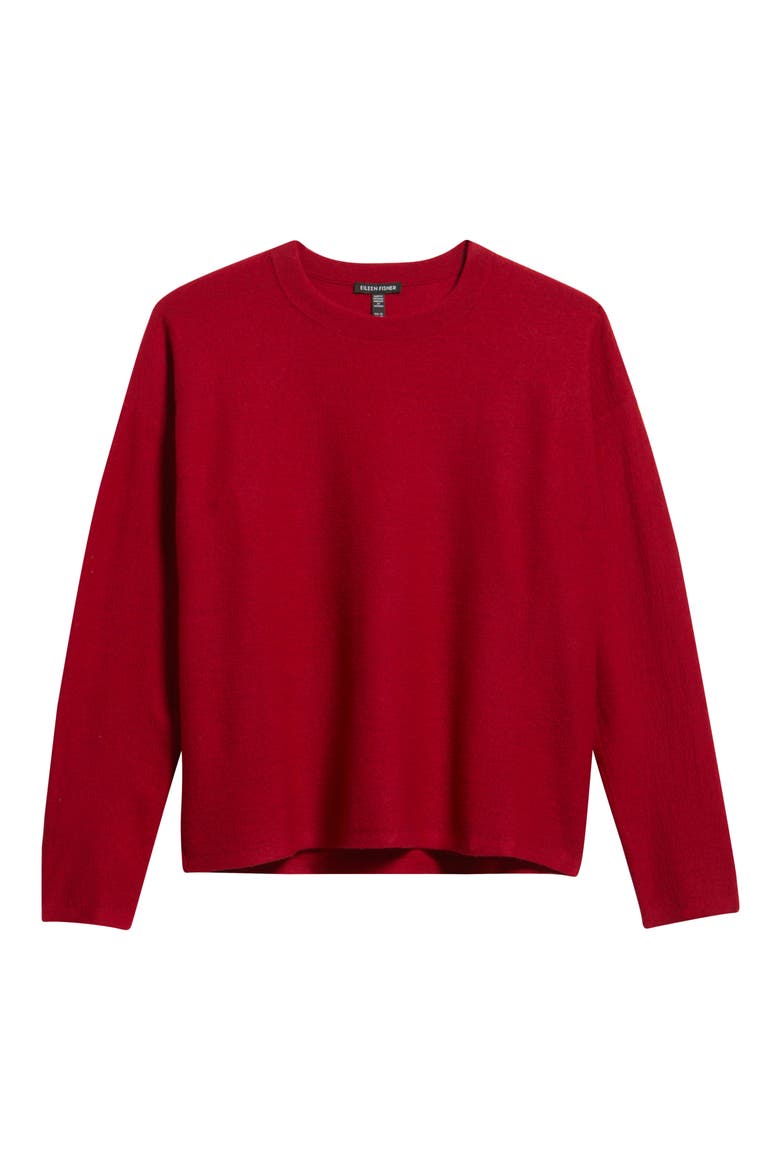 Relaxed Fit Wool Felt Sweater, Alternate, color, RUBY