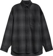 Balenciaga Oversize Plaid Wool Blend Flannel Button-Down Shirt