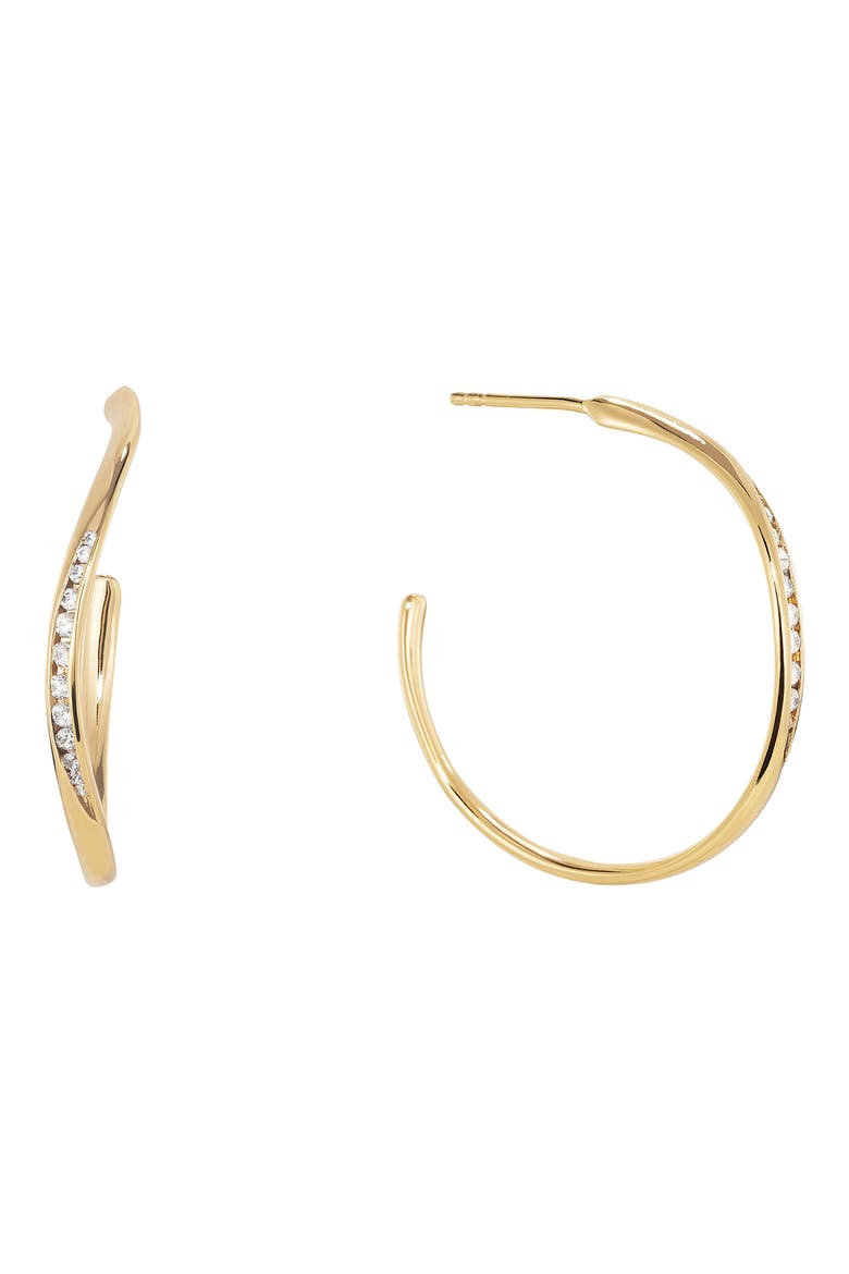 Camille White Topaz Hoop Earrings, Main, color, WHITE CZ/ GOLD