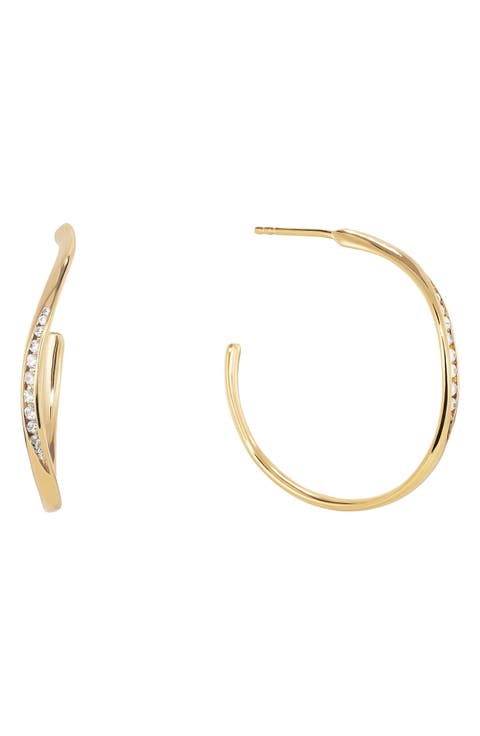 Camille White Topaz Hoop Earrings