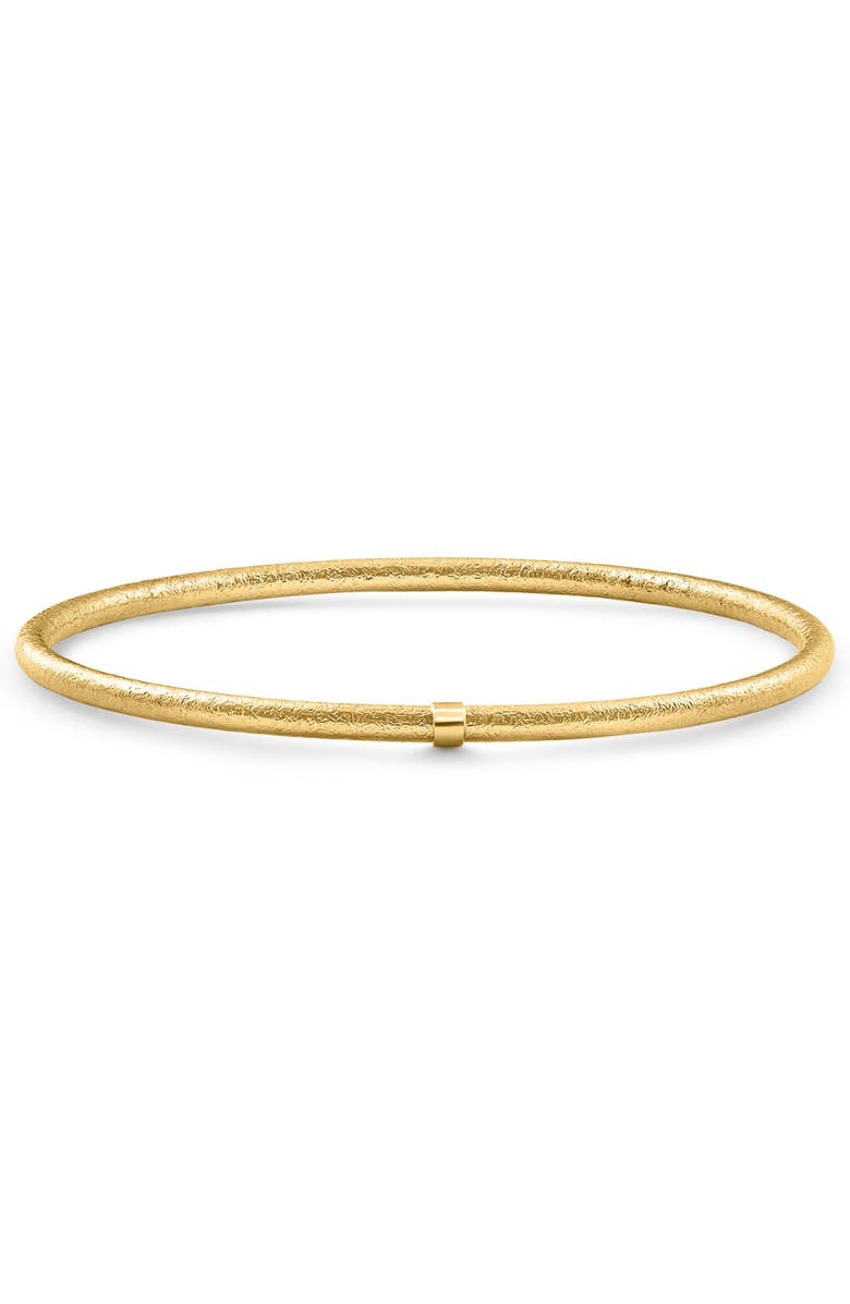 Bliss Diamond 18K Gold Plated Silver Textured 3mm Slip-On Bangle Bracelet, Alternate, color, 