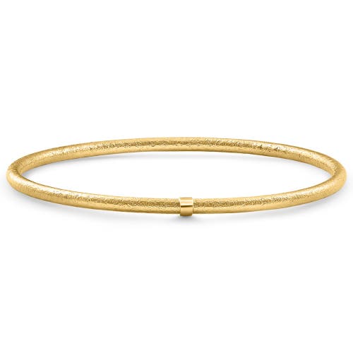 Bliss Diamond 18k Gold Plated Silver Textured 3mm Slip-on Bangle Bracelet In Gold