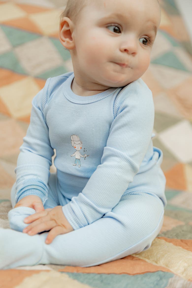 Front Chest Ribbed Romper, Alternate, color, Off White/Blue