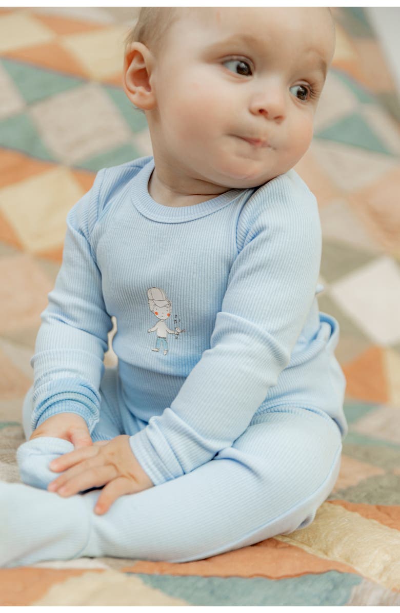 Fragile Front Chest Ribbed Romper, Alternate, color, Blue