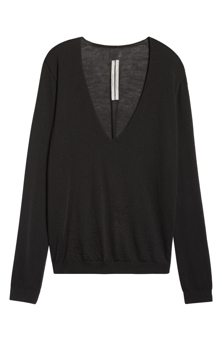 Rick Owens Maglia Wool V-Neck Sweater, Alternate, color, 