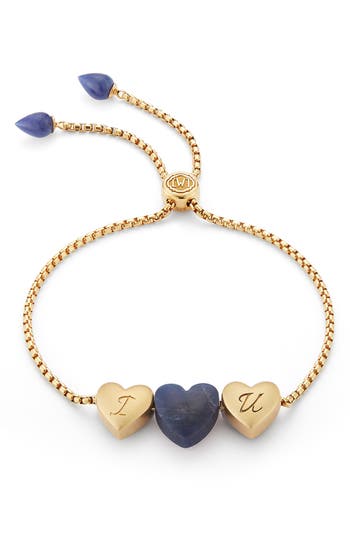 Luvmyjewelry Luv Me Heart Sodalite Slide Bracelet In Gold