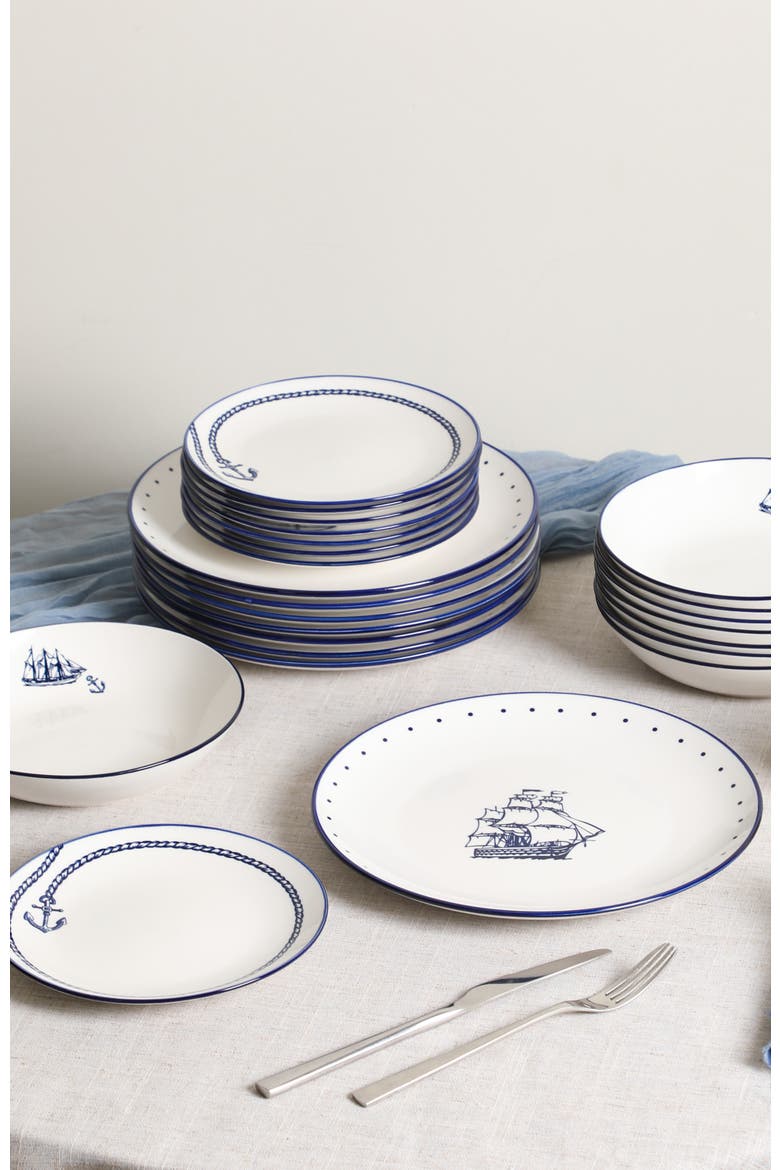 Knox Porcelain 12-Piece Dinnerware Set, Alternate, color, Blue