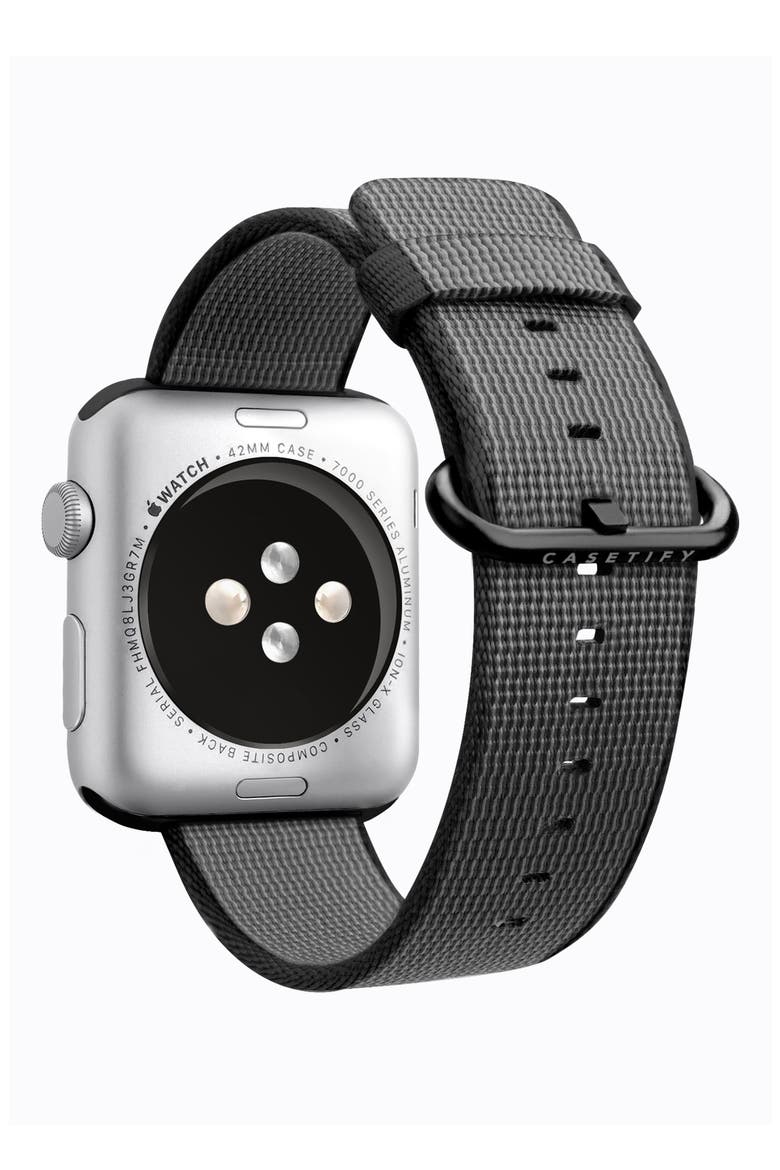 Nylon Apple Watch Strap, 38mm, Alternate, color, BLACK