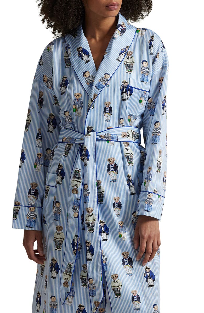 Polo Ralph Lauren Heritage Bear Print Cotton Robe, Alternate, color,