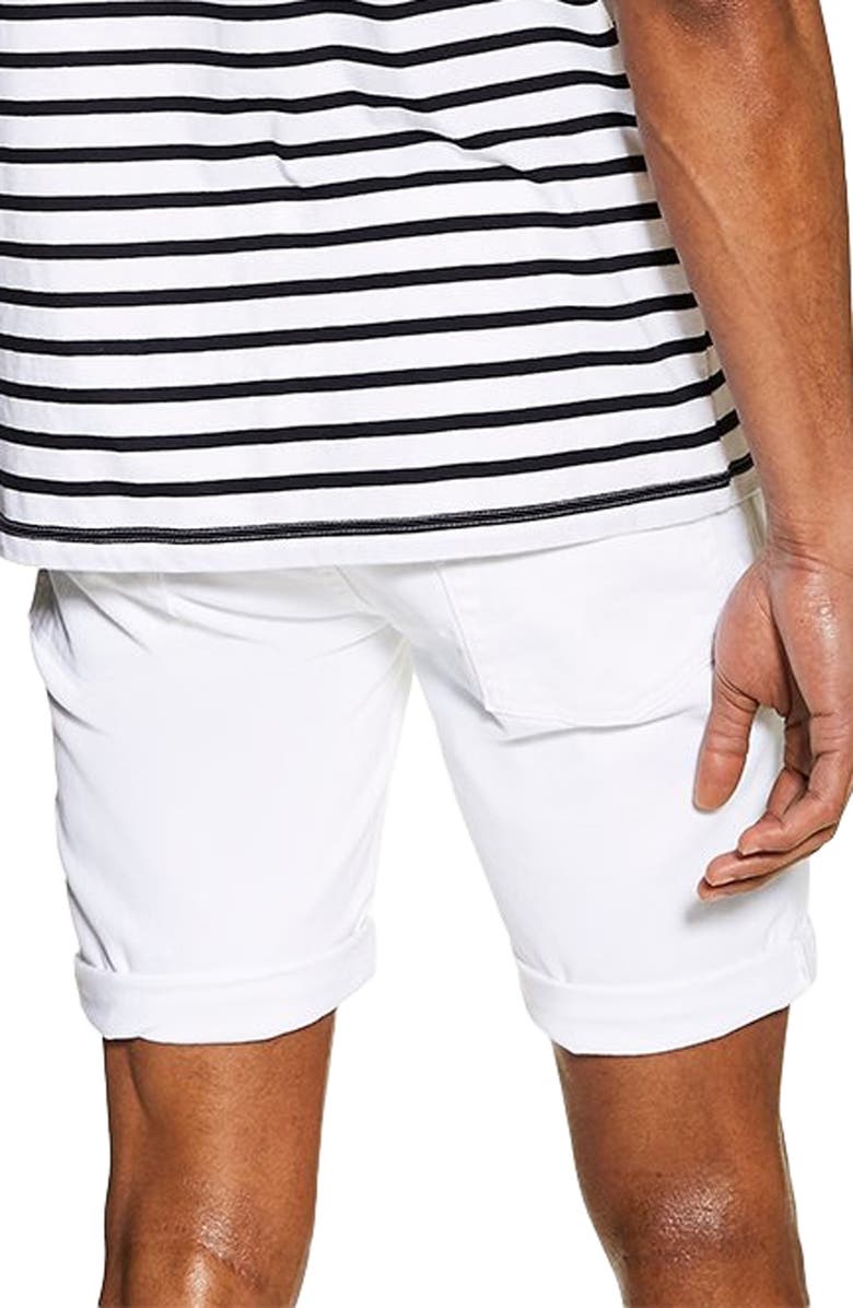 Topman Samuel Stretch Skinny Denim Shorts, Alternate, color, 