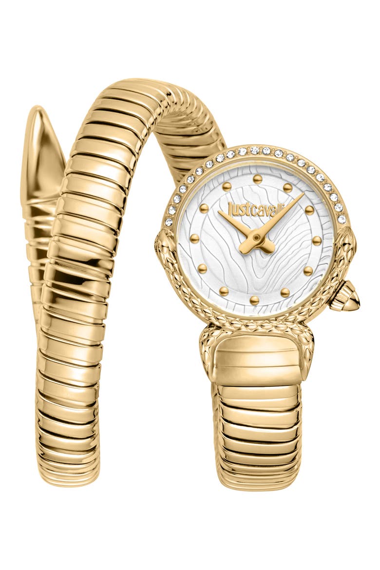 Radiosa Snake Wraparound Bracelet Watch, 22mm, Main, color, GOLD