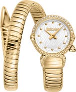 Just Cavalli Radiosa Snake Wraparound Bracelet Watch, 22mm