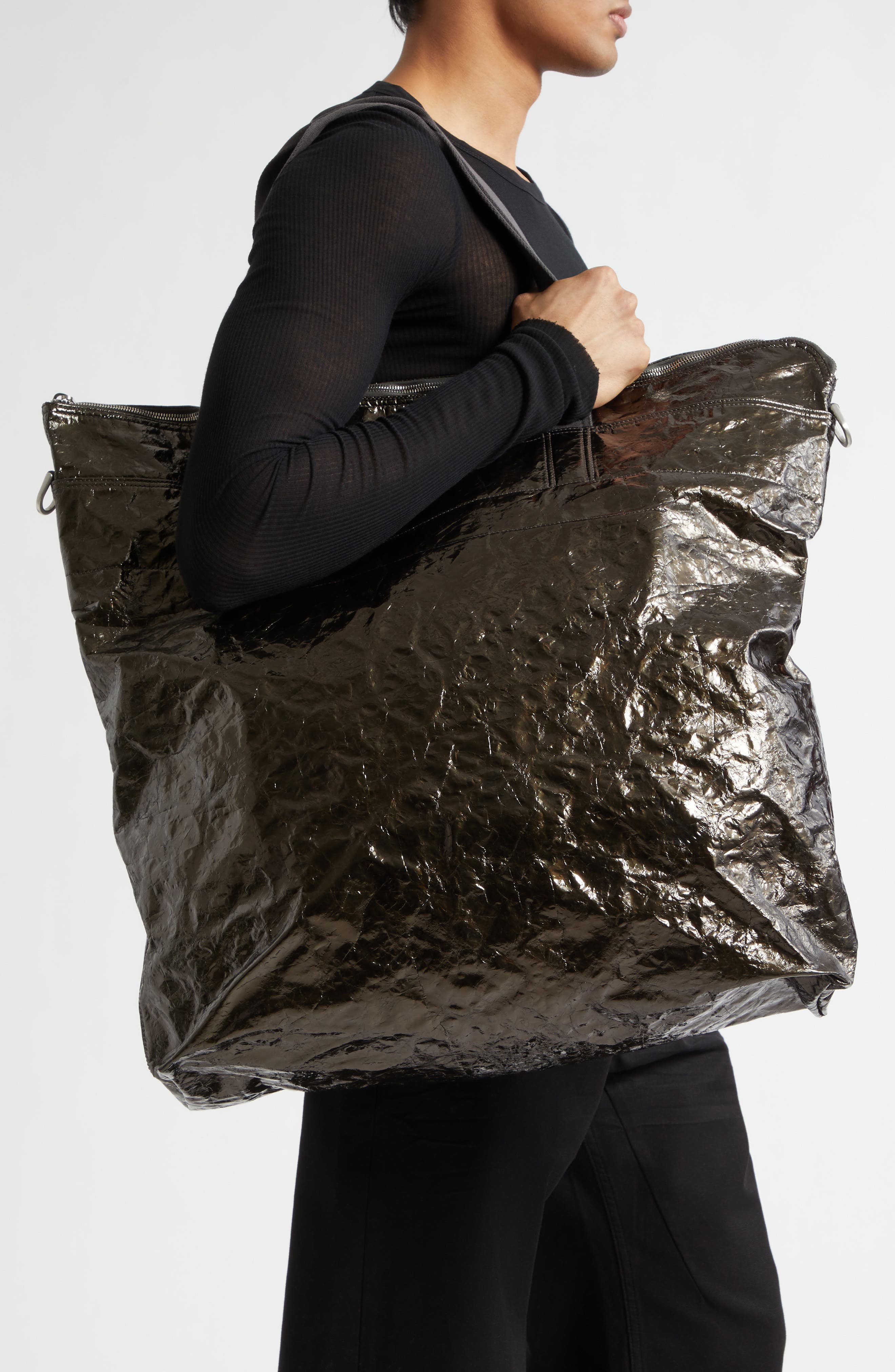 Rick Owens Large Messenger Tote, Alternate, color, Dark Dust/ Dust