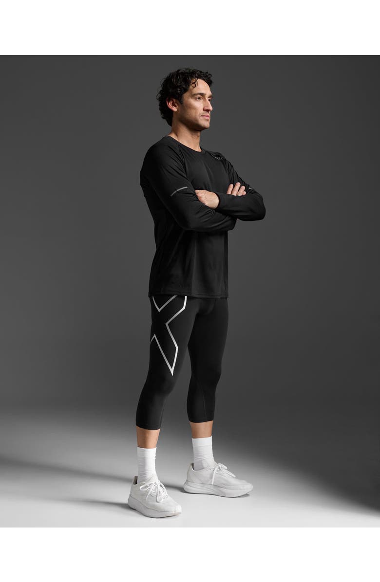 2XU Core Compression 3/4 Tights, Alternate, color, Black/Silver