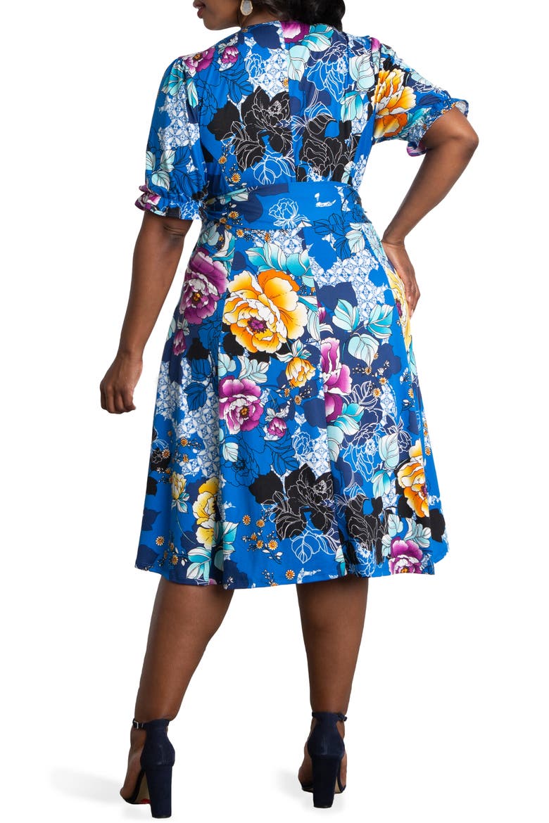 Tuscan Floral Wrap Dress, Alternate, color, VIBRANT GARDEN PRINT