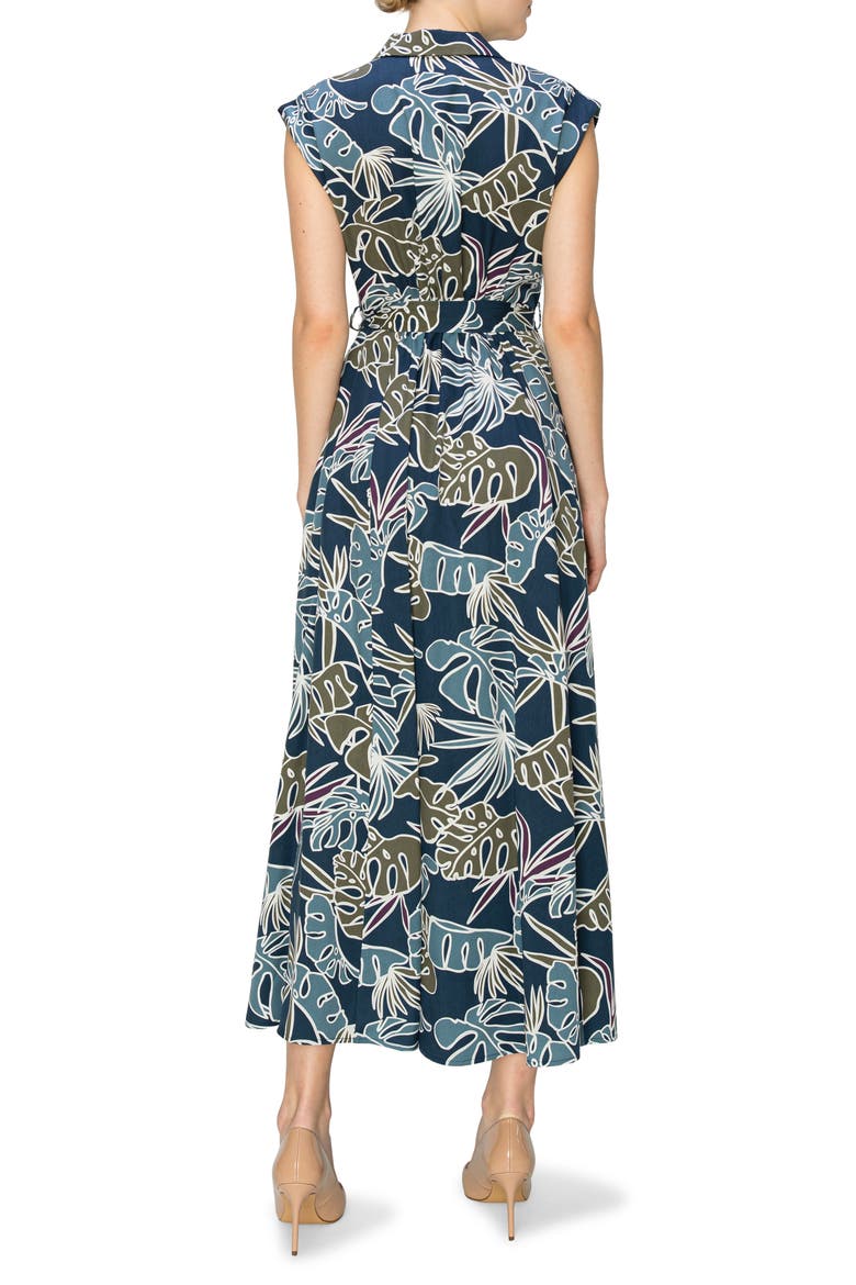 Tropical Print Extended Shoulder Shirtdress, Alternate, color, NAVY TROPICAL