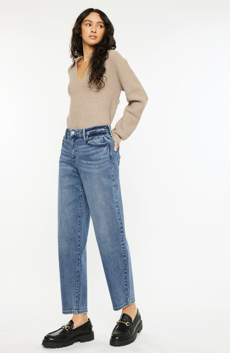 KanCan Grace Essentials High Rise Slim Barrel Jeans, Alternate, color, Medium Wash