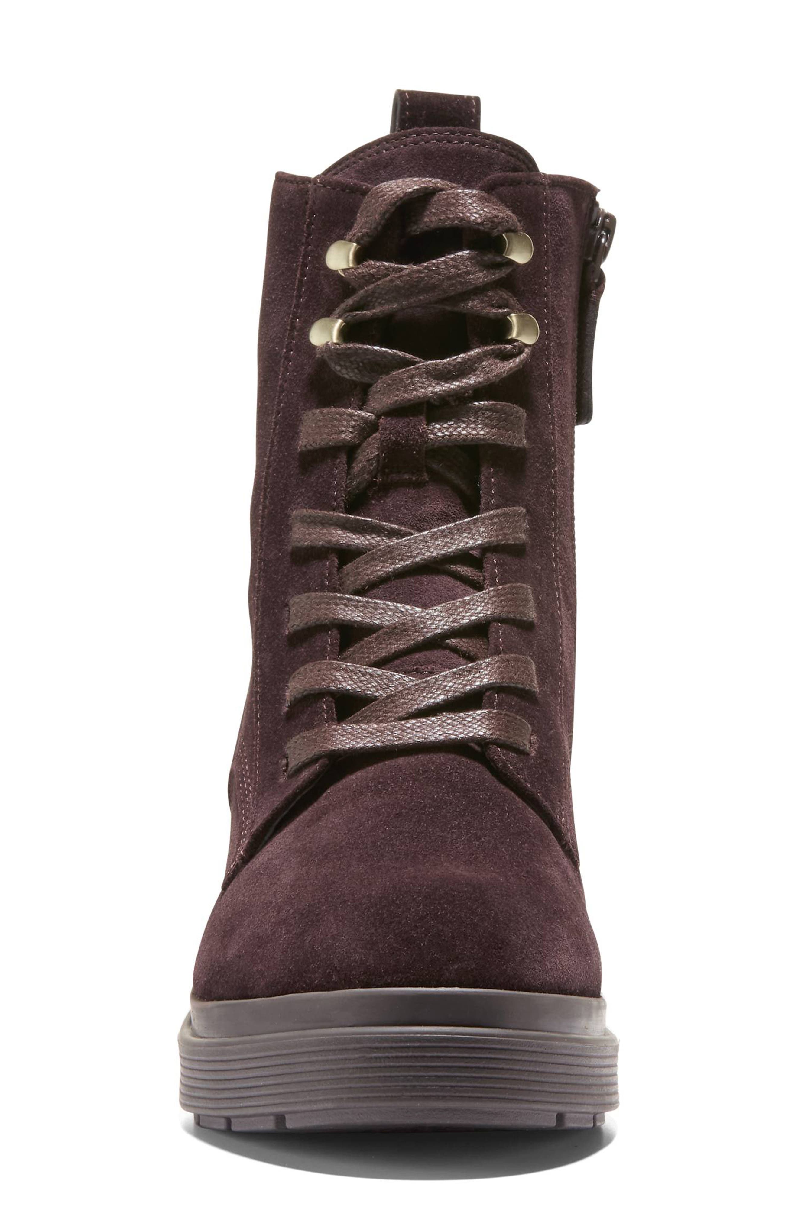 Cherise Lug Sole Boot, Alternate, color, DARK CHOCOLATE SUEDE