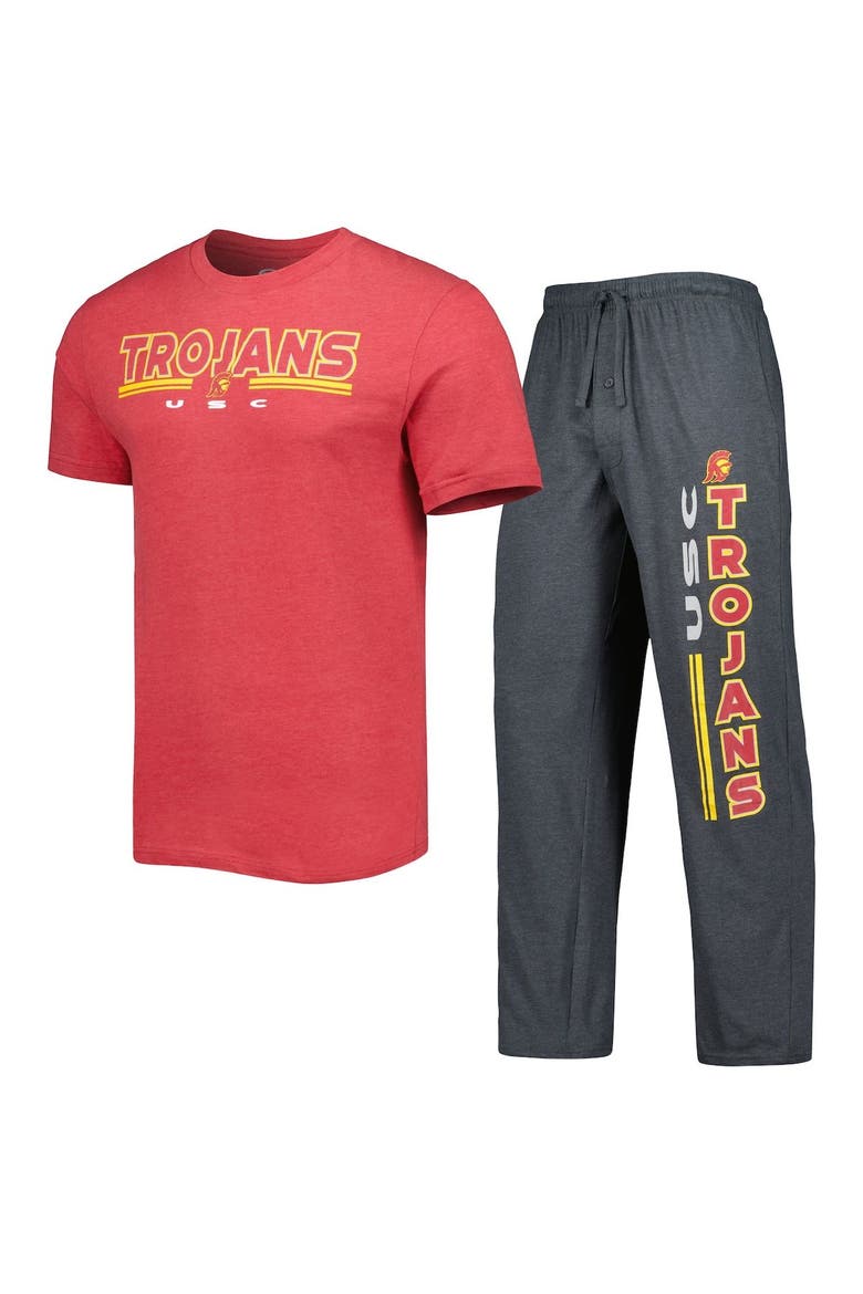 Men's Concepts Sport Cardinal/Charcoal USC Trojans Meter T-Shirt & Pants Sleep Set, Main, color, Cardinal