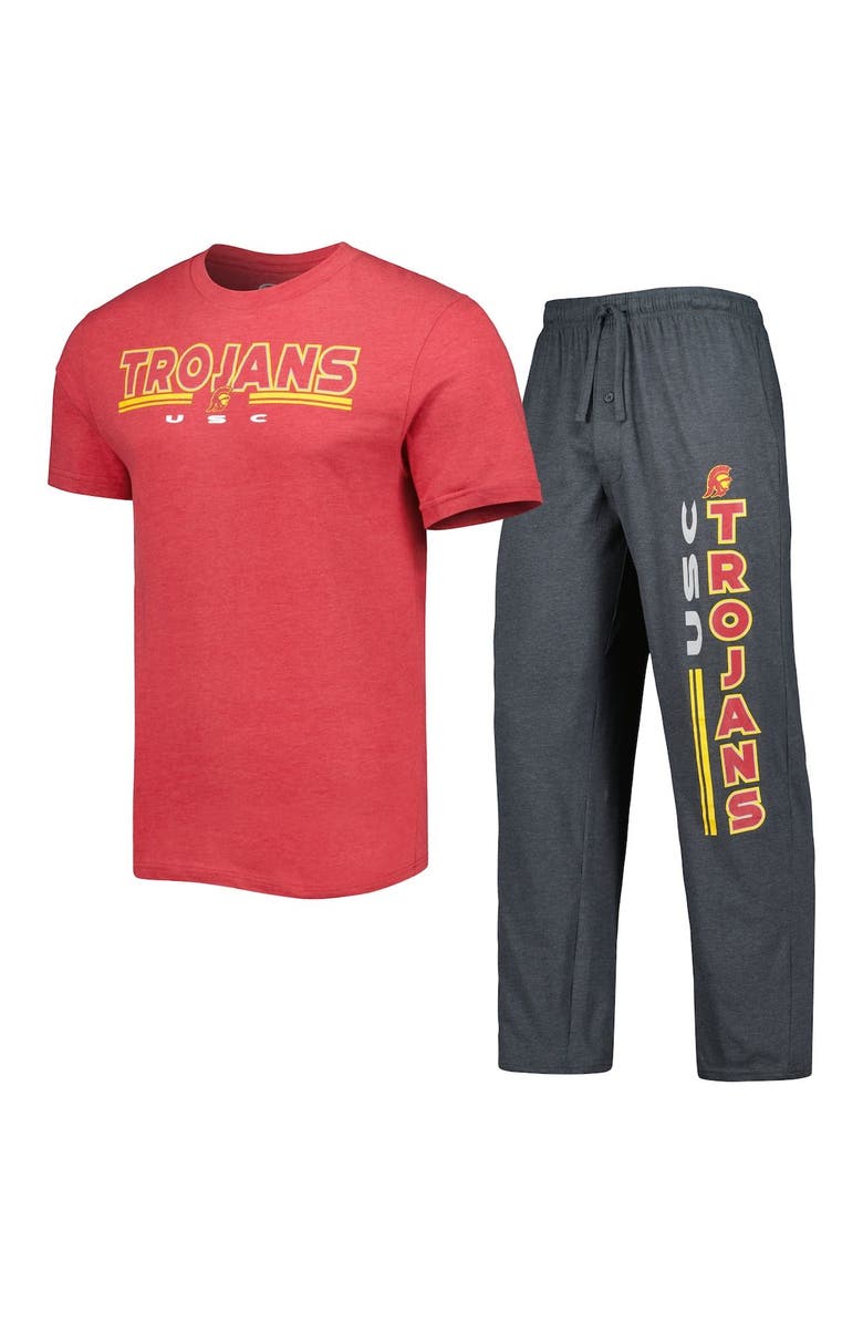 CONCEPTS SPORT Men's Concepts Sport Cardinal/Charcoal USC Trojans Meter T-Shirt & Pants Sleep Set, Main, color, Cardinal