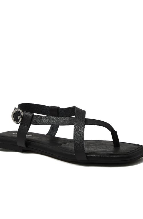 Lands' End Essential Strappy Flat Sandals In Black