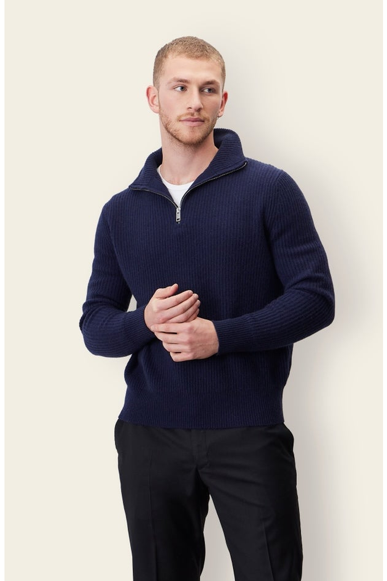 Shane Chunky Cashmere Quarter Zip Pullover, Main, color, Navy