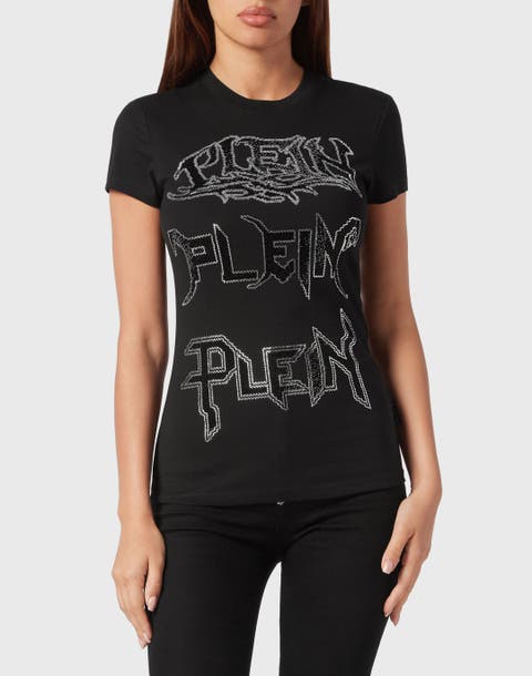 T-Shirt Round Neck Sexy Pure Fit Crystal Women