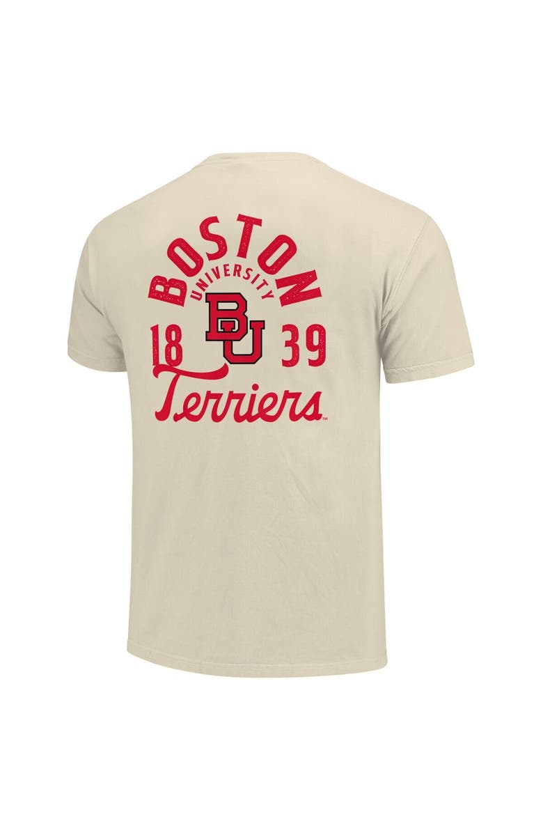IMAGE ONE Men
s Cream Boston University Comfort Colors Mascot Overlay T-Shirt, Alternate, color,