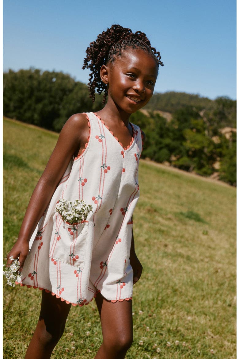 Kids' Cherry Jacquard Romper, Alternate, color, NEUTRAL