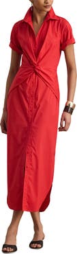 Lauren Ralph Lauren Twist Front Cotton Blend Shirtdress