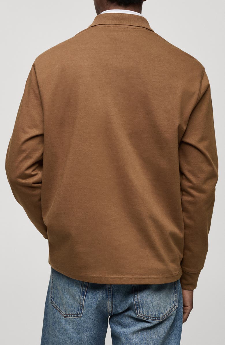 MANGO Oversize Cotton Polo Sweatshirt, Alternate, color, Medium Brown