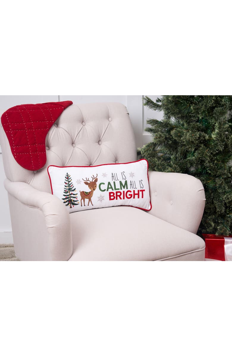 C&F Home Calm & Bright Reindeer Small Christmas Accent Pillow, 10" x 20", Alternate, color, Green