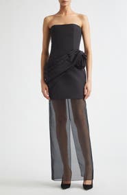 Carolina Herrera Draped Strapless Silk Faille & Organza Gown