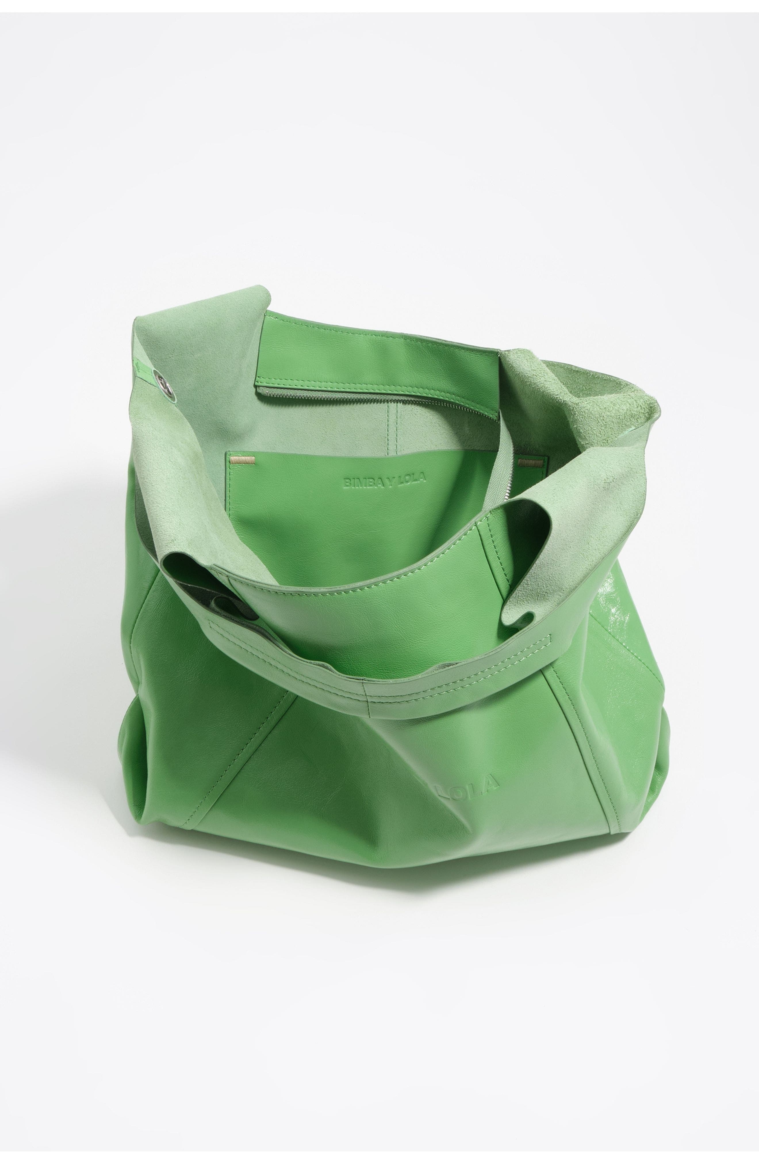 Large Leather Paper Shoulder Bag, Alternate, color, EMERALD