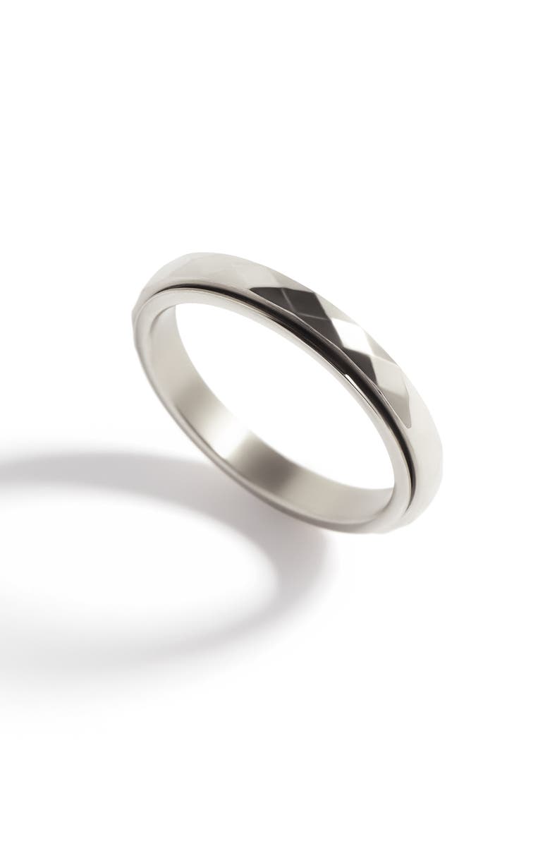 Mint & Lily Dainty Hammered Band Spinning Fidget Ring, Main, color, Silver