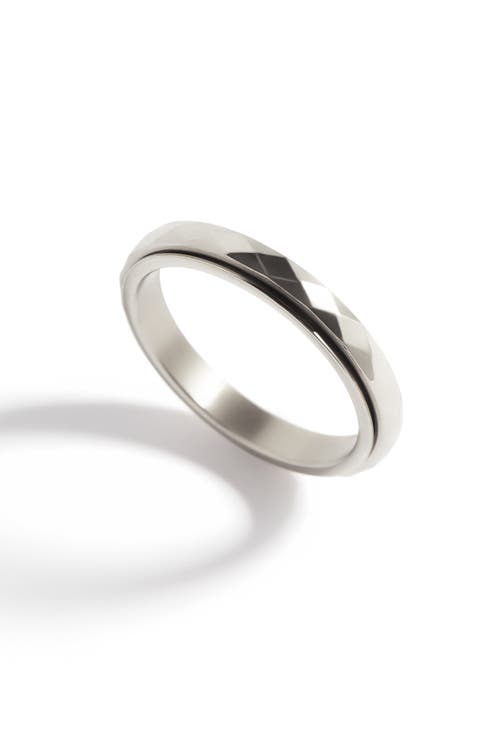 Mint & Lily Dainty Hammered Band Spinning Fidget Ring In Metallic