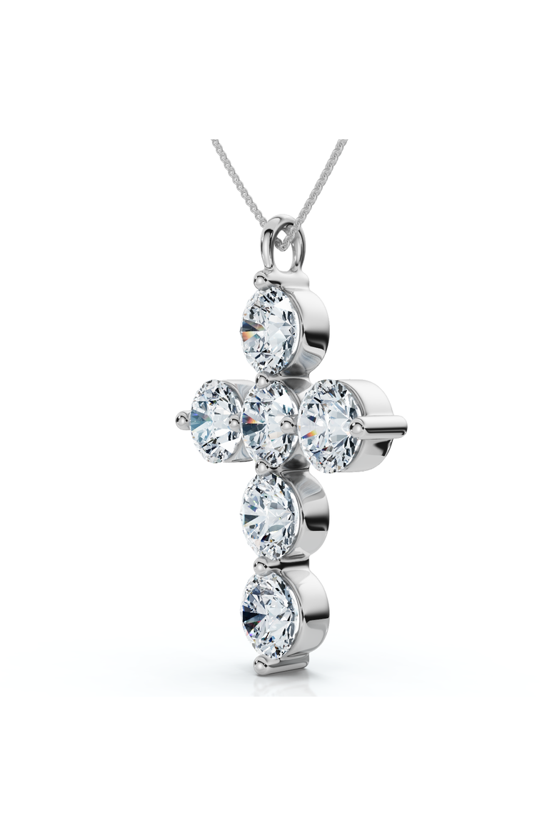 6Ct Diamond Cross Pendant Lab Grown 18" Necklace, Alternate, color, White Gold