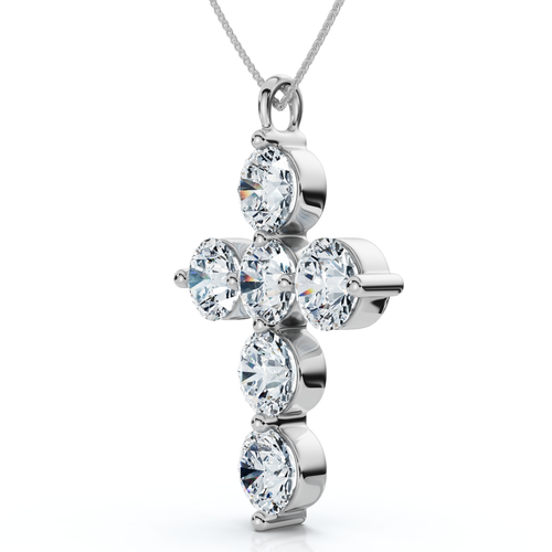 Bliss Diamond 6ct Diamond Cross Pendant Lab Grown 18" Necklace In Gold