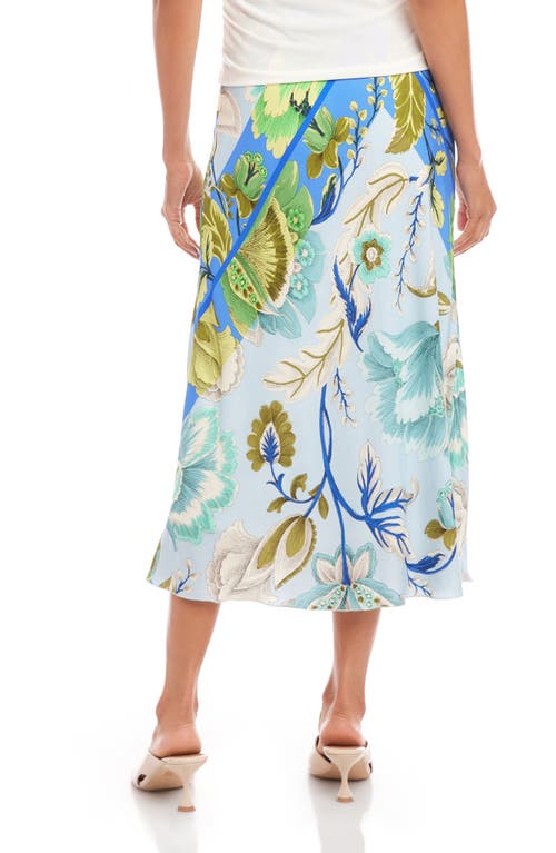 Shop Fifteen Twenty Mia Bias Cut Midi Skirt In Blue Print