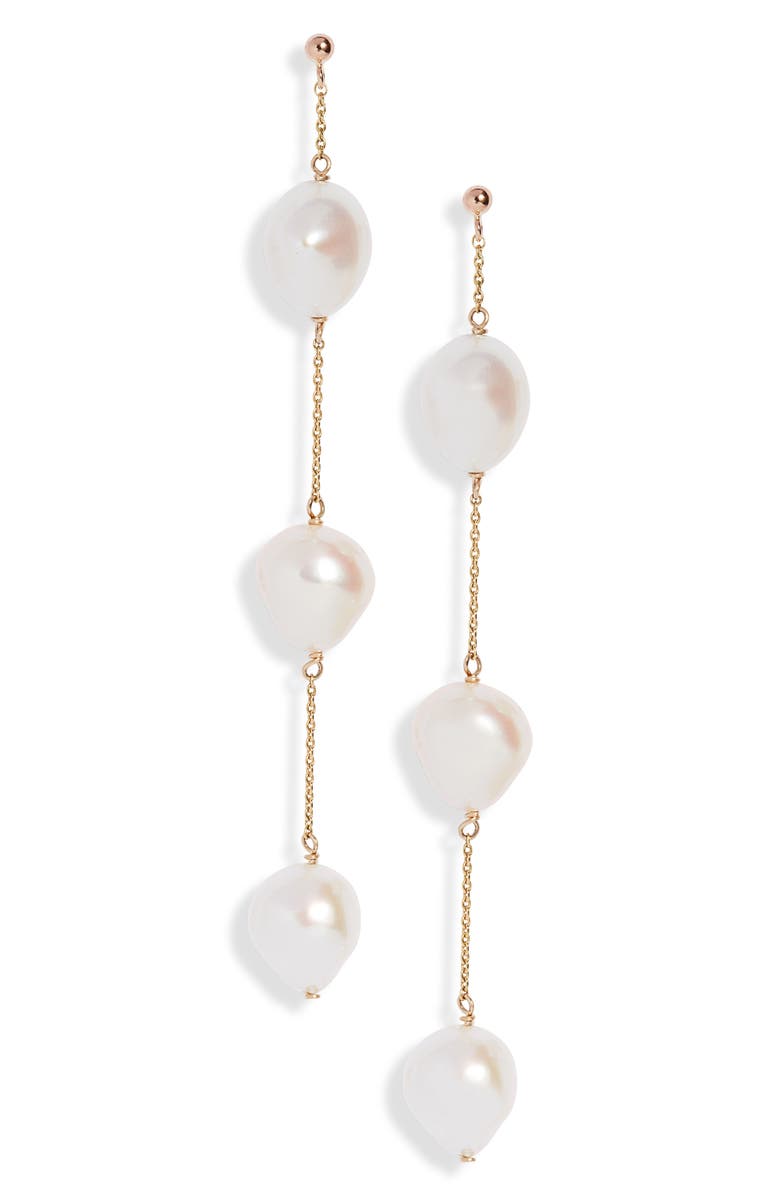 Poppy Finch Triple Baroque Pearl Drop Earrings, Main, color, 