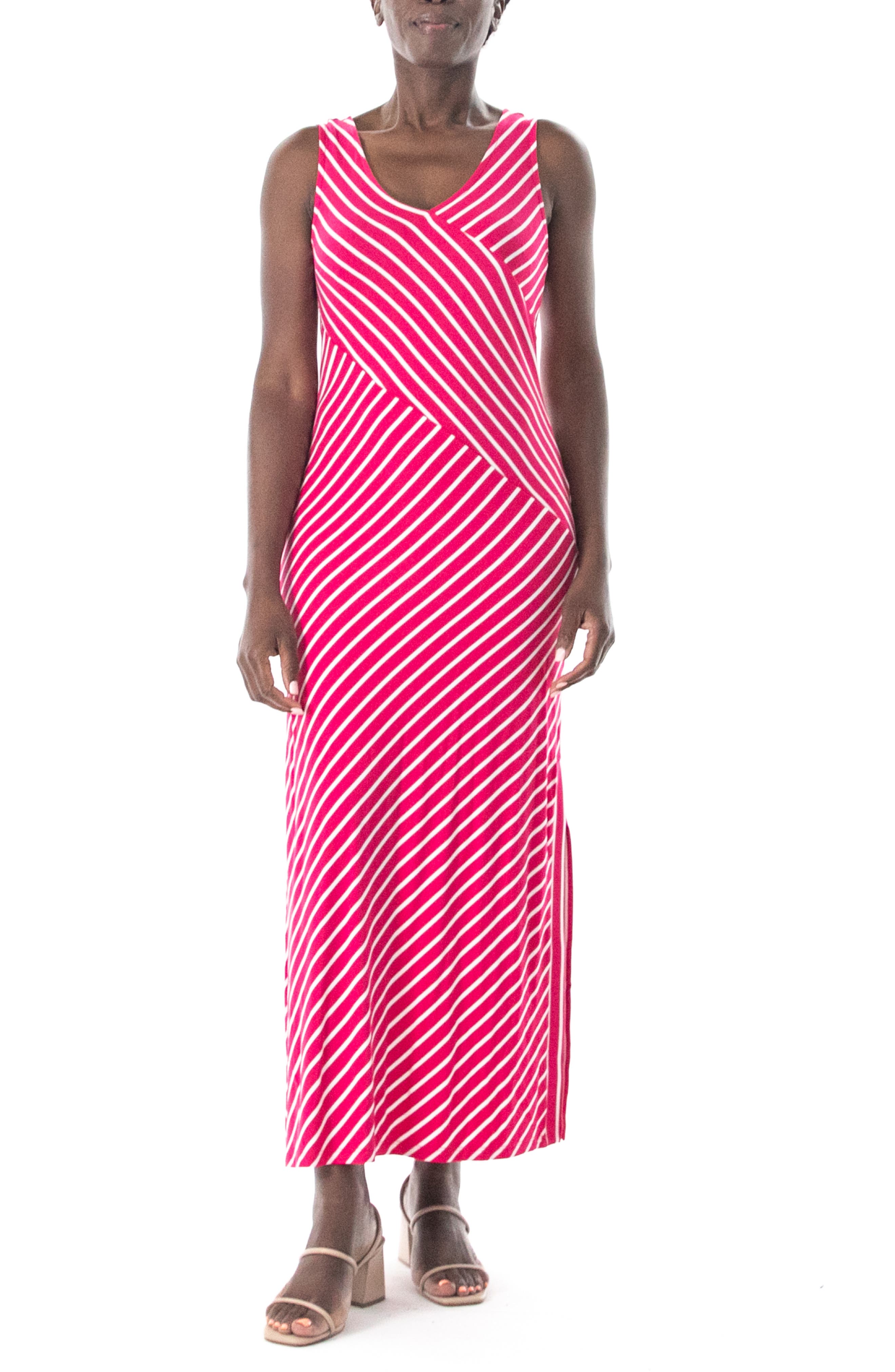 V-Neck Stripe Maxi Dress
