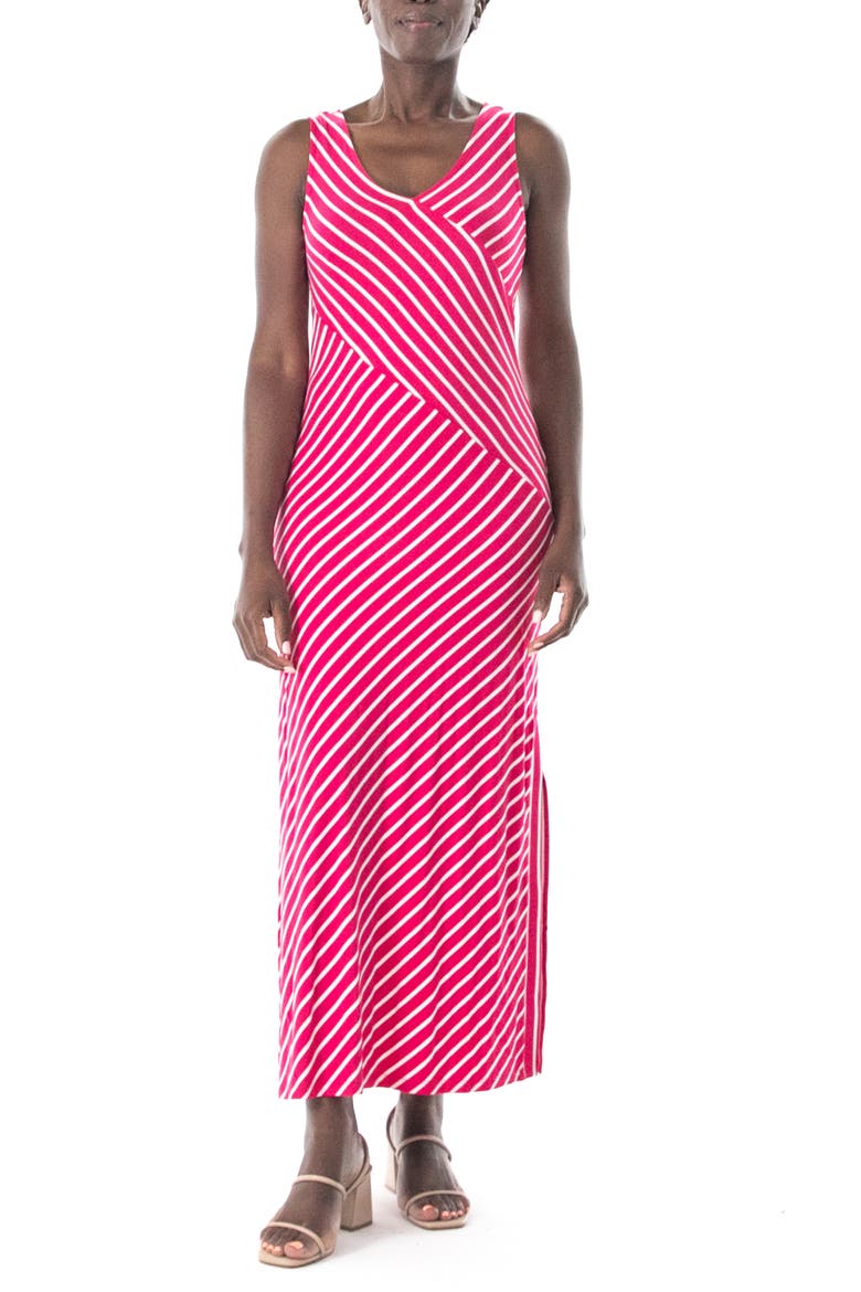 V-Neck Stripe Maxi Dress, Main, color, PINK/ WHITE