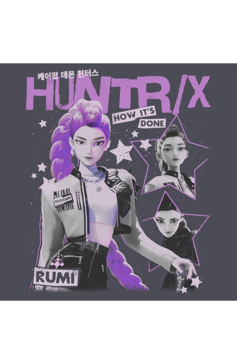 KPop Demon Hunters Men's KPop Demon Hunters Pop Star Huntrix Rumi  Pull Over Hoodie, Alternate, color, Black