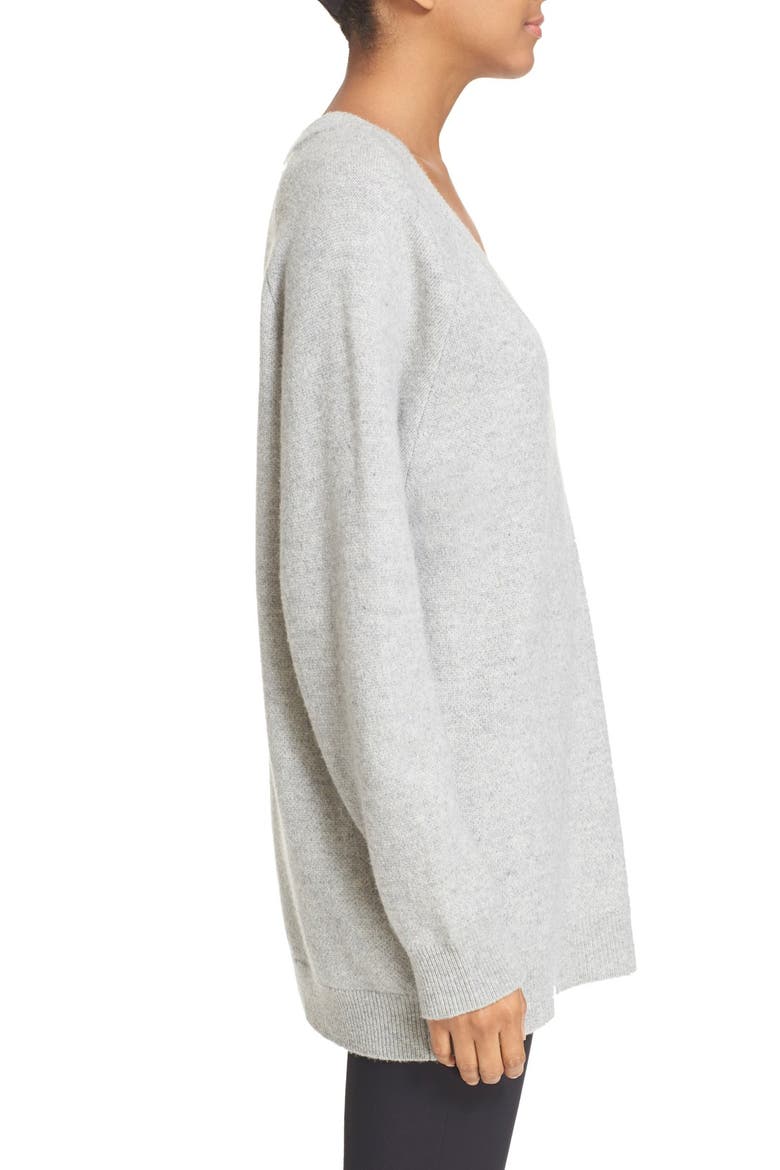 T by Alexander Wang Wool & Cashmere V-Neck Sweater, Alternate, color, HEATHER GREY