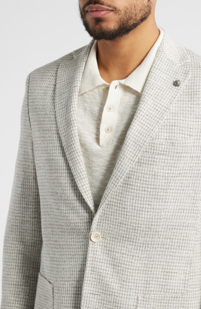 Jack Victor Hampton Houndstooth Knit Linen Blend Sport Coat, Alternate, color, Tan