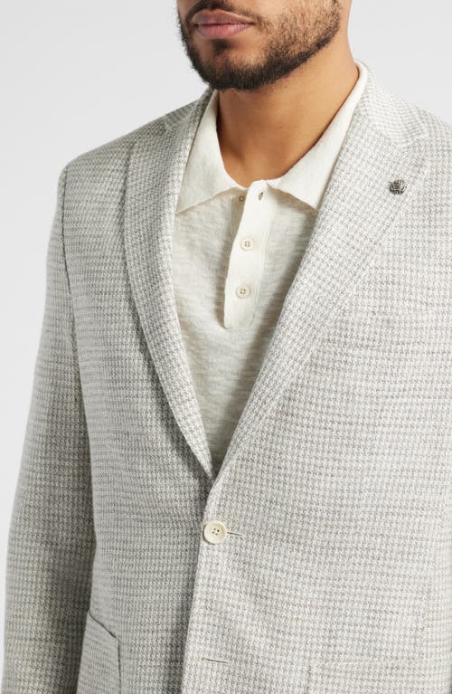 Jack Victor Hampton Houndstooth Knit Linen Blend Sport Coaf In Tan