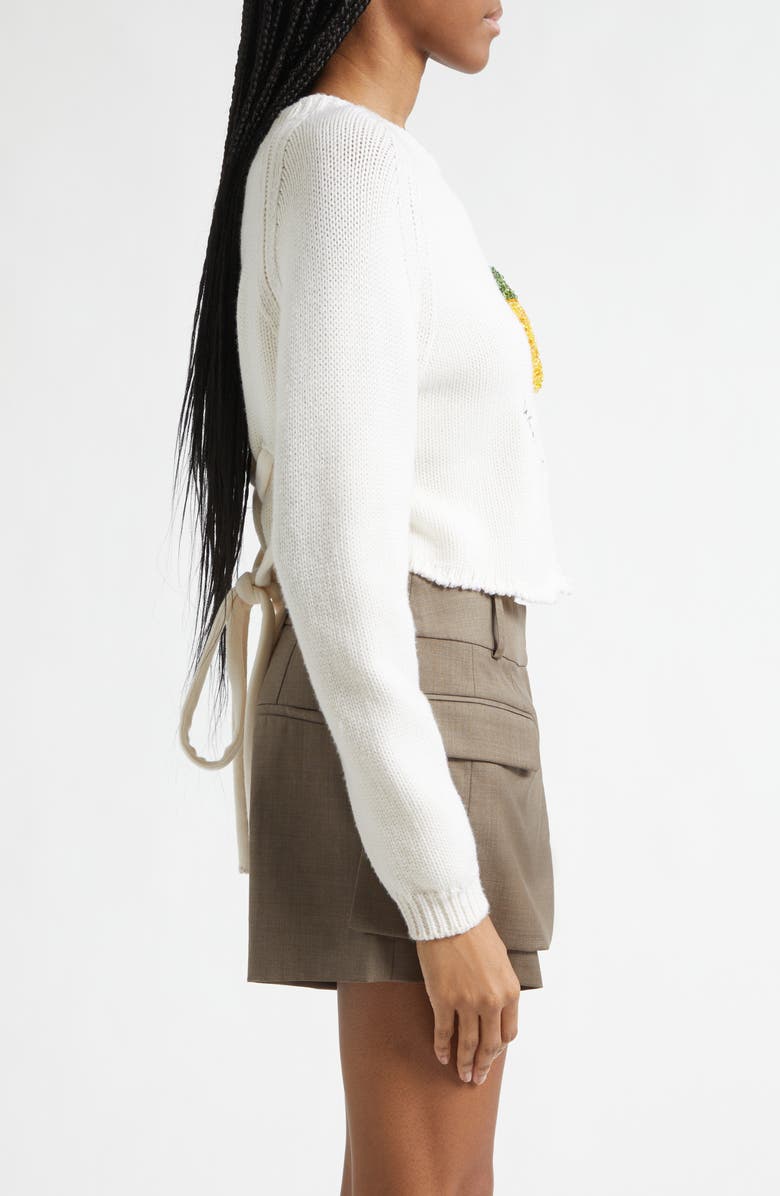 MONSE Back Lacing Beaded Crop Extrafine Merino Wool Sweater, Alternate, color,