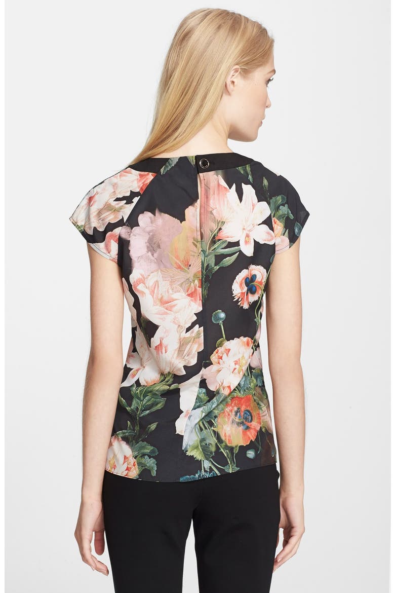 'Opulent Bloom' Print Top, Alternate, color, BLACK