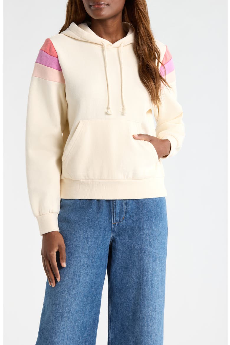 Colorblock Cloud 9 Fleece Hoodie, Main, color, ANTIQUE WHITE